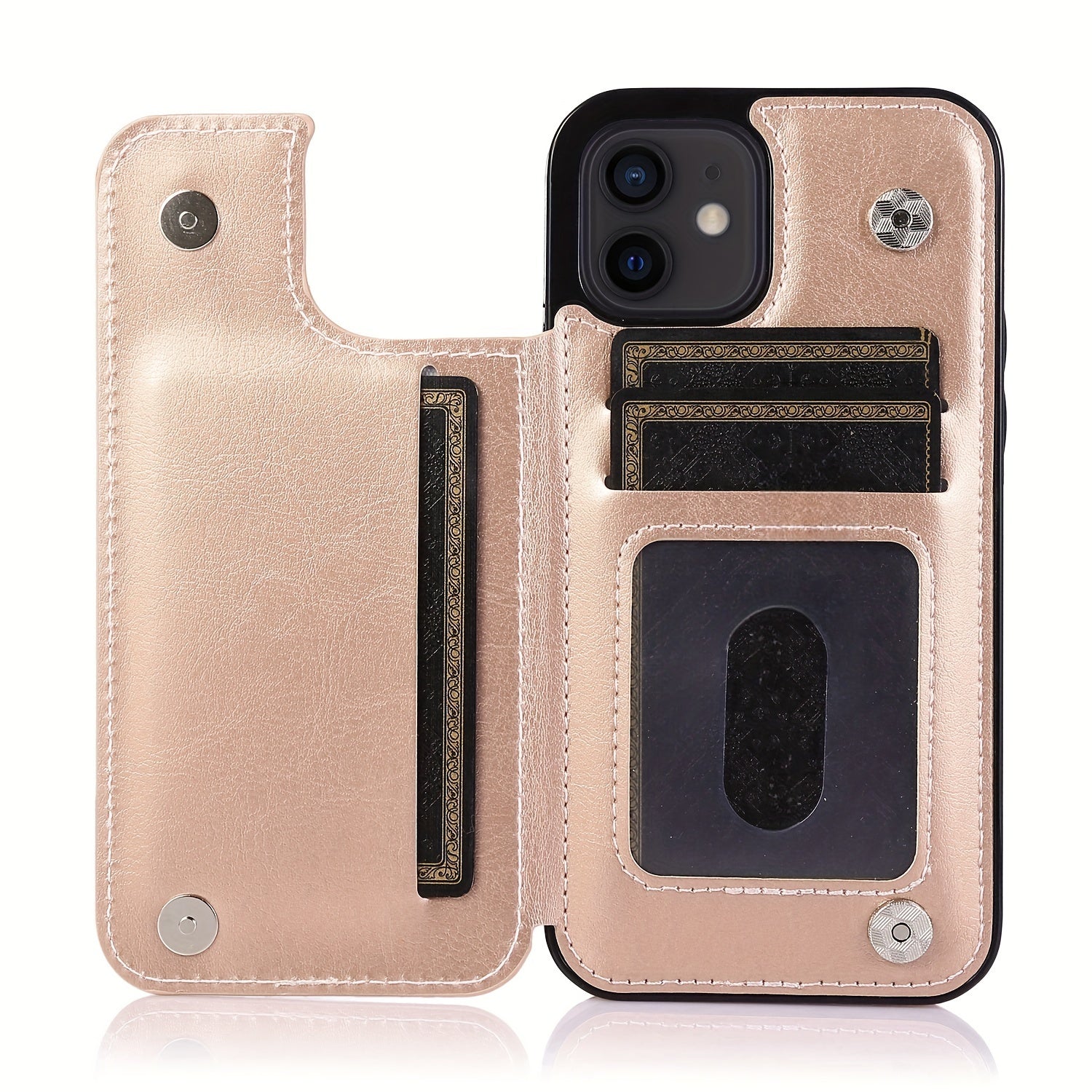 For  15/ 14/ 13/ 12/ 11 Pro Max/ Mini/ XR/ XS Max/ SE 2022/2020/ 7/ 8 Plus Wallet Case With Card Holder, PU Faux Leather Kickstand Card Slots Case, Double Magnetic Clasp And Durable Shockproof Cover