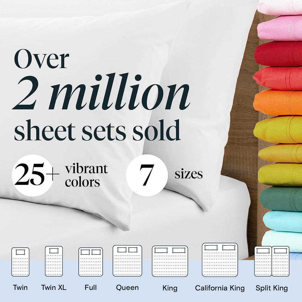 LuxClub Twin XL Sheets Set - Soft Kids Twin Bed Sheets for Boys and Girls, 4 PC Deep Pockets 18" Eco Friendly Wrinkle Free Fitted Sheets Machine Washable Hotel Bedding Silky Soft- White Twin XL