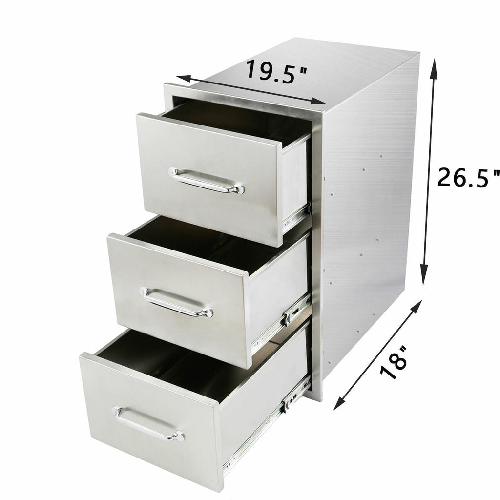 Outdoor Kitchen Drawers 19.5x26.5x18 Inch BBQ  Steel 3/Tripe ,New