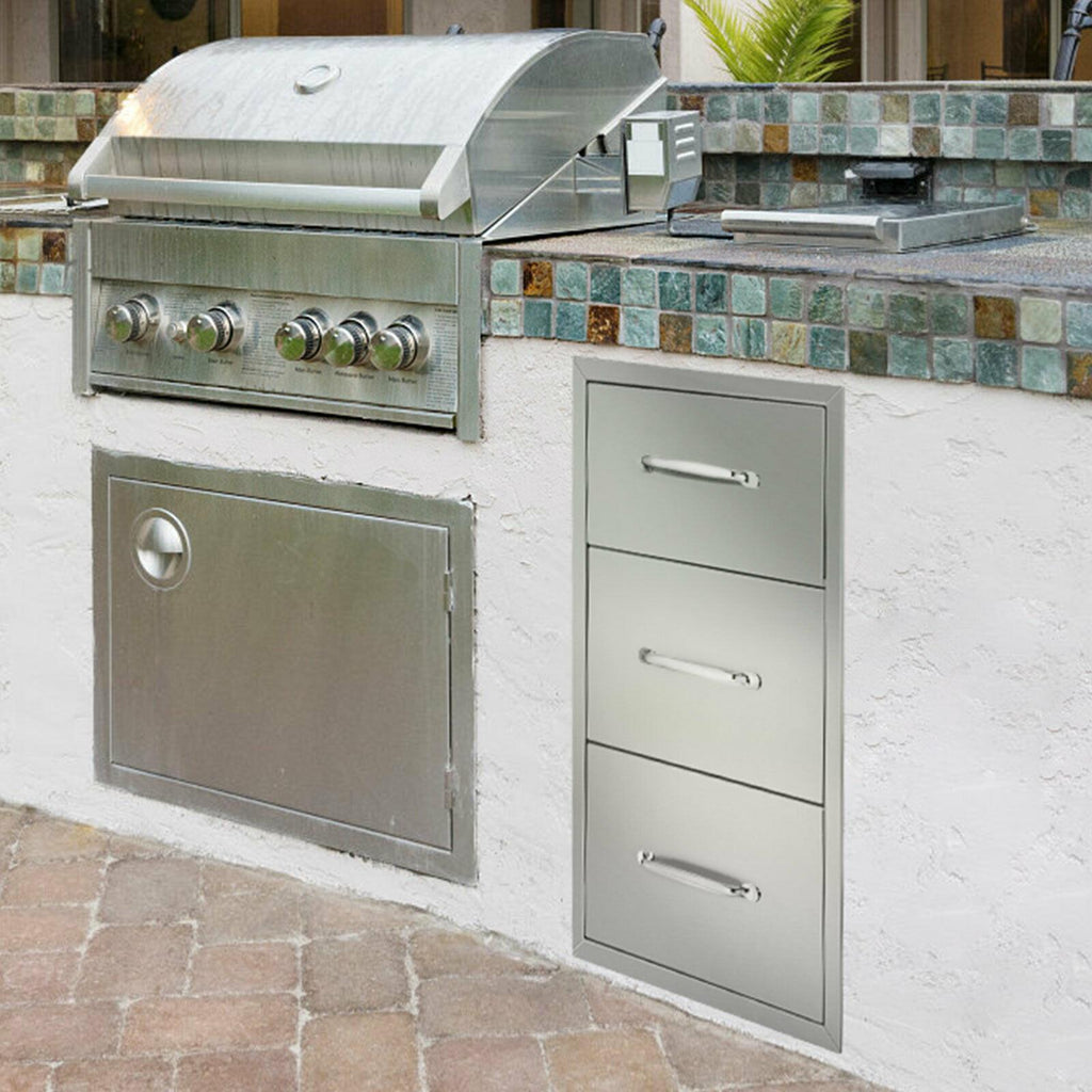 Outdoor Kitchen Drawers 19.5x26.5x18 Inch BBQ  Steel 3/Tripe ,New