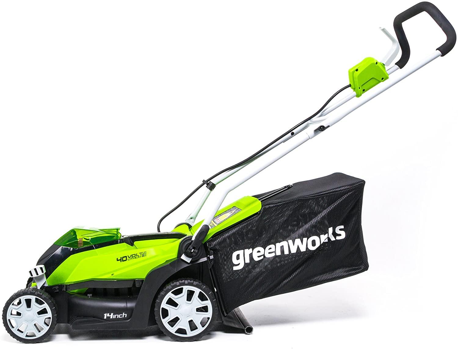 Greenworks 40V 14 Inch Cordless Lawn Mower, 4Ah Battery and Charger Included MO40B410