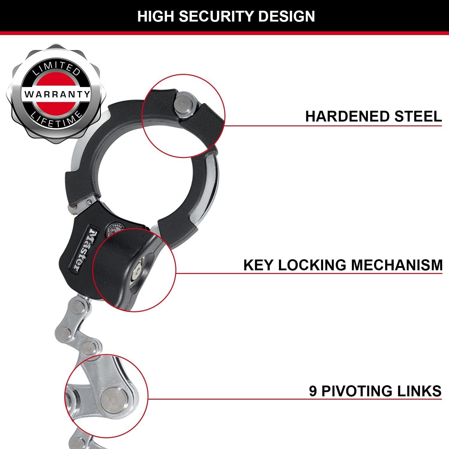 Master Lock Unisex's Certified Cuffs, Bike Lock, Silver, Large