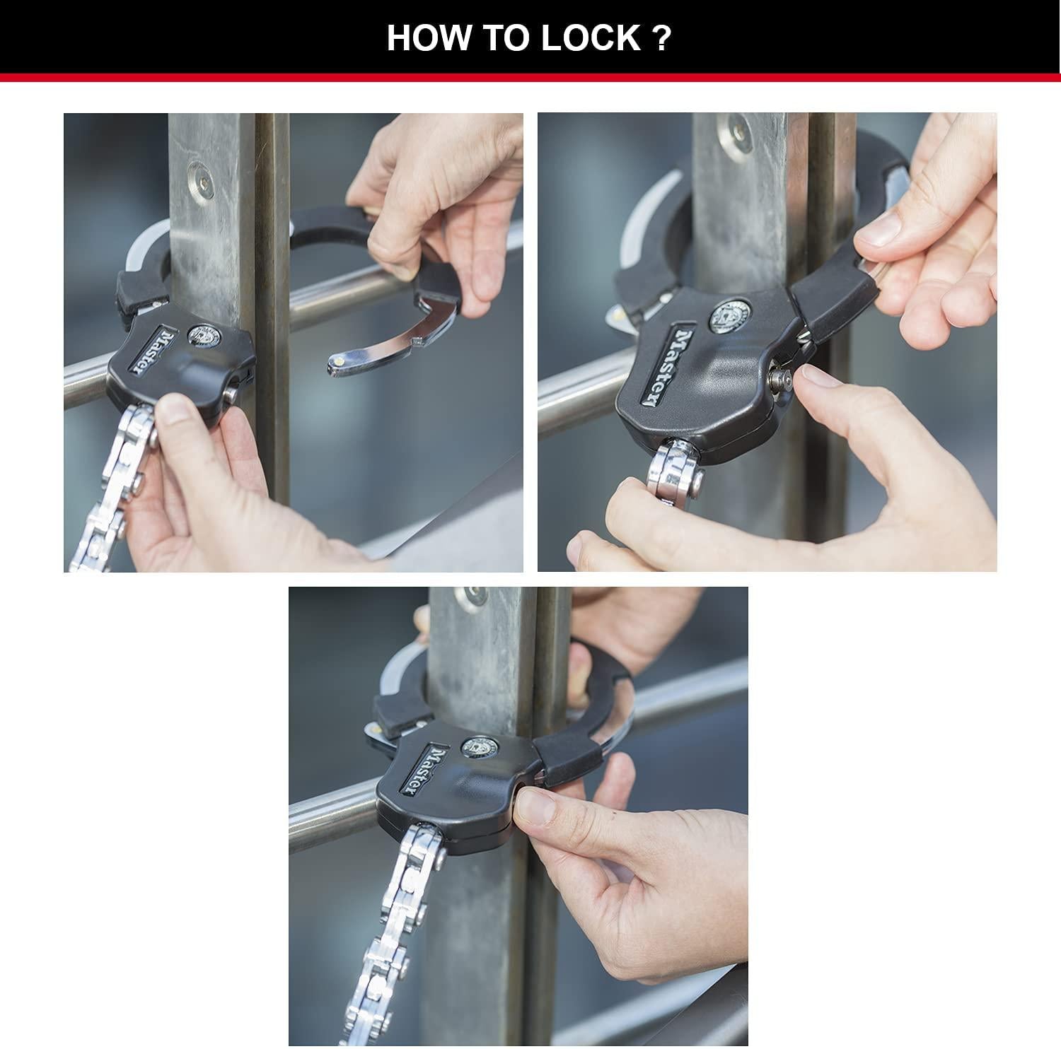 Master Lock Unisex's Certified Cuffs, Bike Lock, Silver, Large