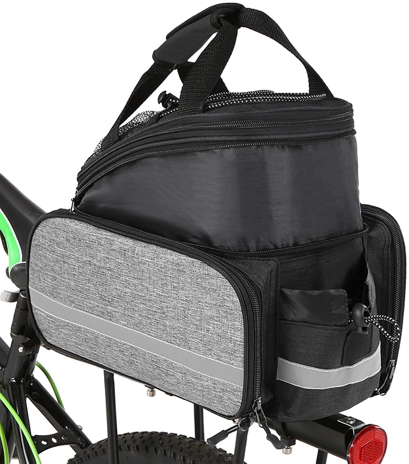 DALIZHAI777 Bike Bag Bicycle Rear Seat Bag Multifunction Expandable Waterproof MTB Bicycle Pannier Bag Bike Rack Bag with Rain Cover, Gray/Black Bicycle Accessories (Color : B)