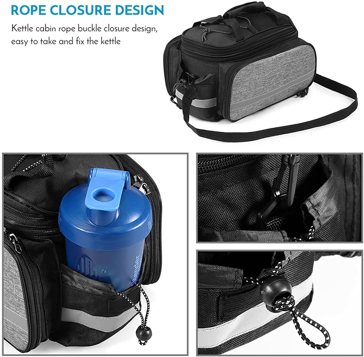 DALIZHAI777 Bike Bag Bicycle Rear Seat Bag Multifunction Expandable Waterproof MTB Bicycle Pannier Bag Bike Rack Bag with Rain Cover, Gray/Black Bicycle Accessories (Color : B)
