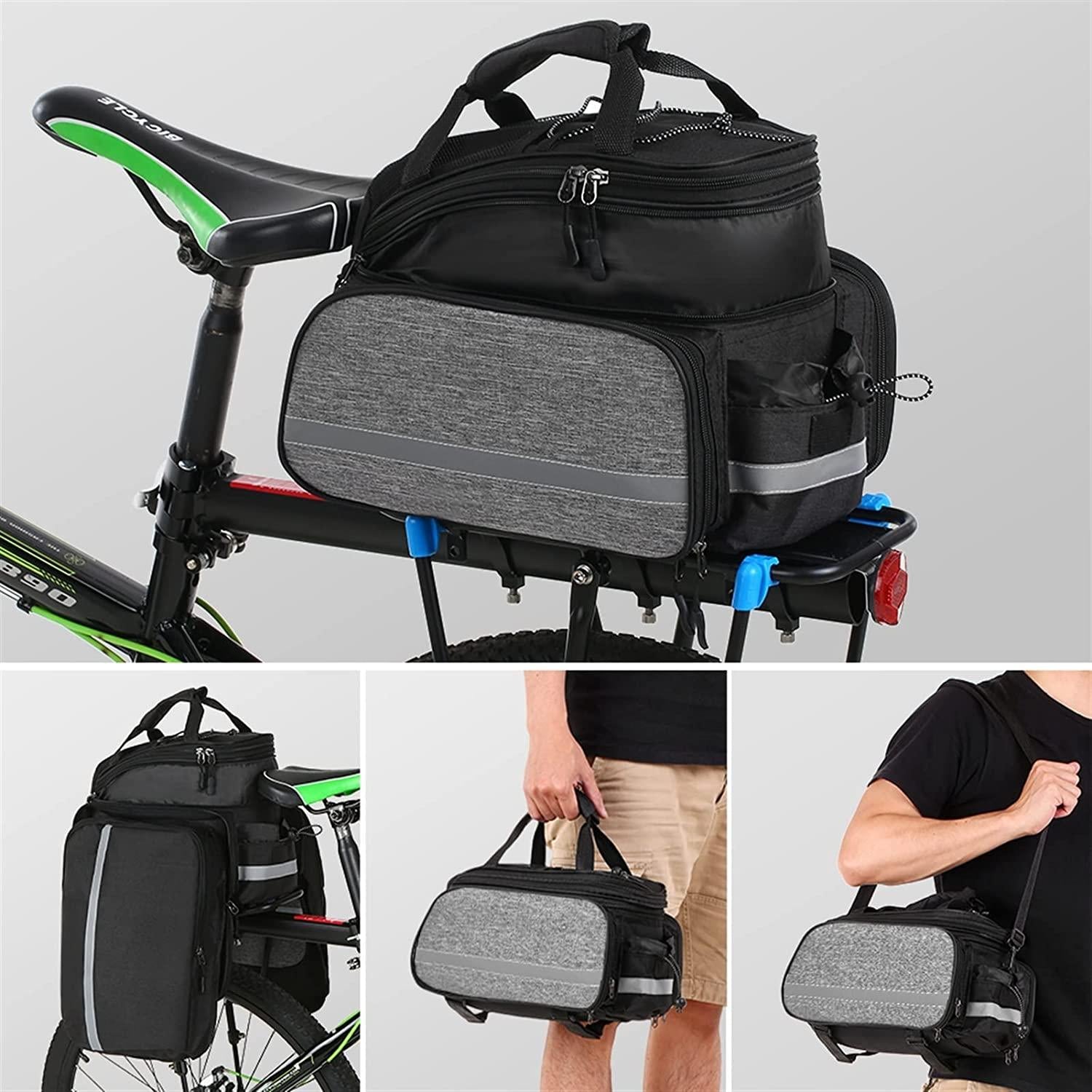 DALIZHAI777 Bike Bag Bicycle Rear Seat Bag Multifunction Expandable Waterproof MTB Bicycle Pannier Bag Bike Rack Bag with Rain Cover, Gray/Black Bicycle Accessories (Color : B)