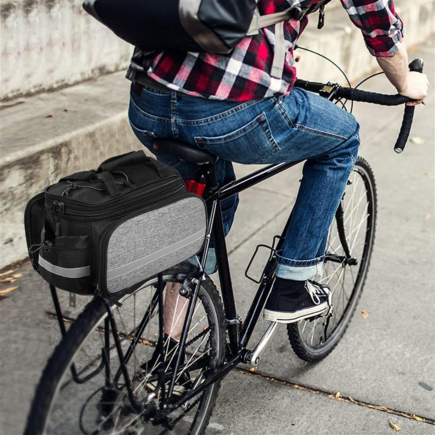 DALIZHAI777 Bike Bag Bicycle Rear Seat Bag Multifunction Expandable Waterproof MTB Bicycle Pannier Bag Bike Rack Bag with Rain Cover, Gray/Black Bicycle Accessories (Color : B)