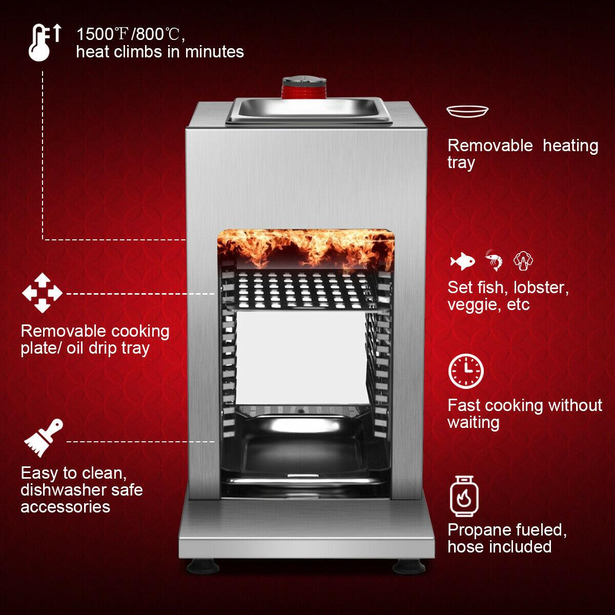 Propane Infrared Steak Grill BBQ  Steel Single Burner Vertical Cooking