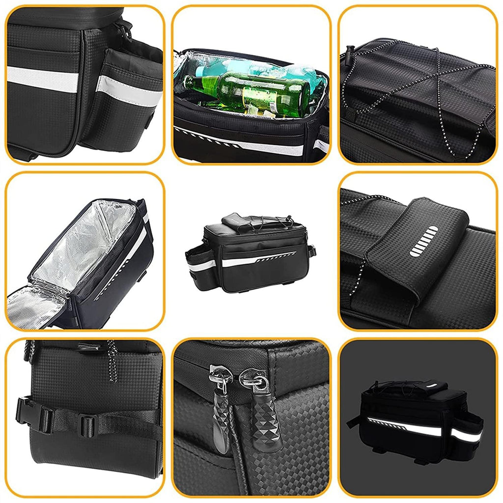 DALIZHAI777 Bike Bag Mountain Bike Backseat Bag Reflective Bicycle Rear Seat Rack Pannier Trunk Picnic Thermal Insulation Storage Bag Cycling Luggage Shoulder Handbag Bicycle Accessories