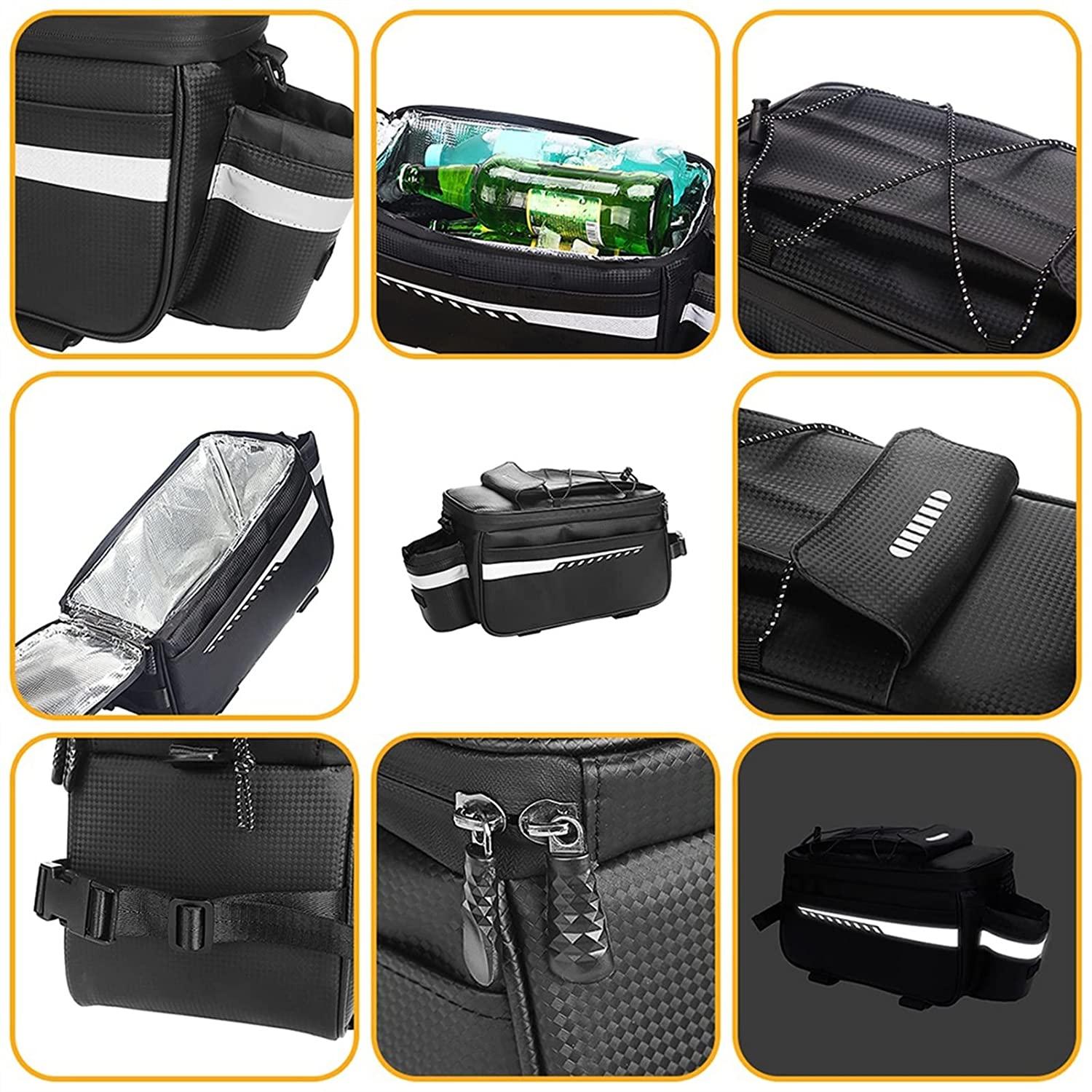 DALIZHAI777 Bike Bag Mountain Bike Backseat Bag Reflective Bicycle Rear Seat Rack Pannier Trunk Picnic Thermal Insulation Storage Bag Cycling Luggage Shoulder Handbag Bicycle Accessories