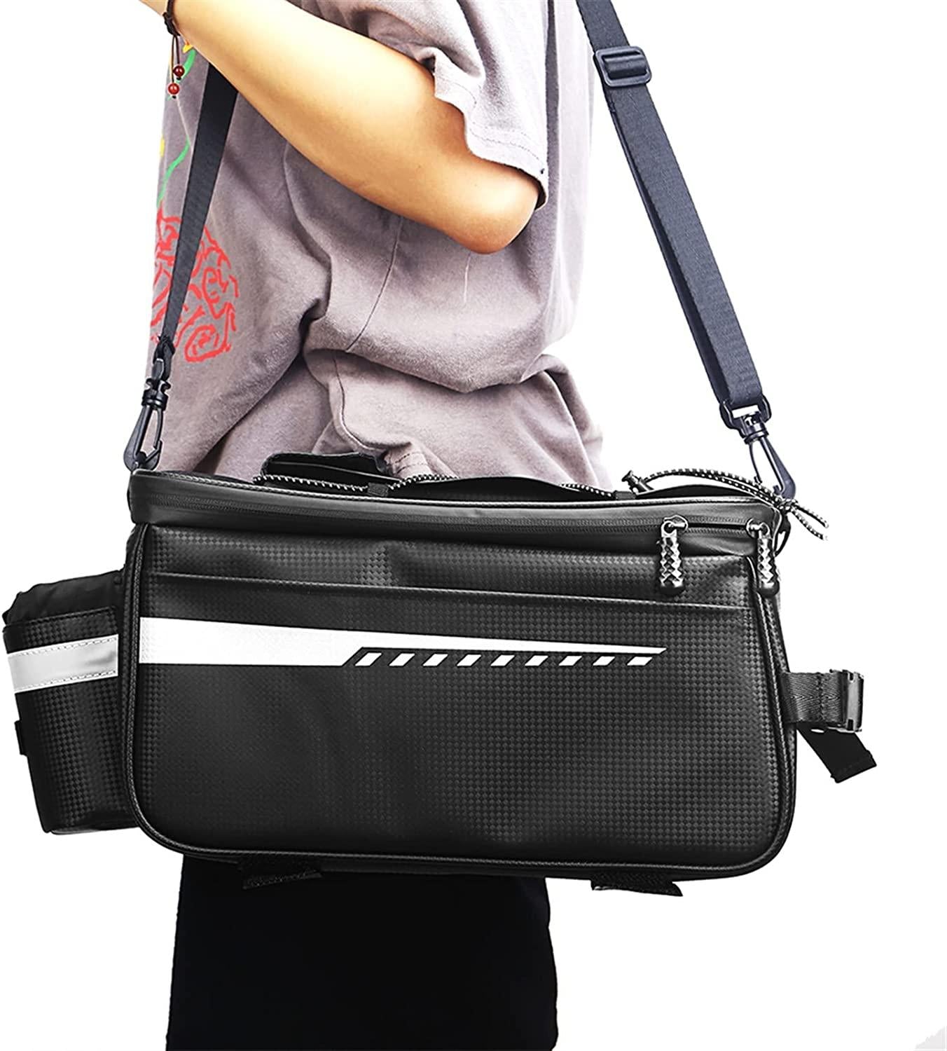 DALIZHAI777 Bike Bag Mountain Bike Backseat Bag Reflective Bicycle Rear Seat Rack Pannier Trunk Picnic Thermal Insulation Storage Bag Cycling Luggage Shoulder Handbag Bicycle Accessories