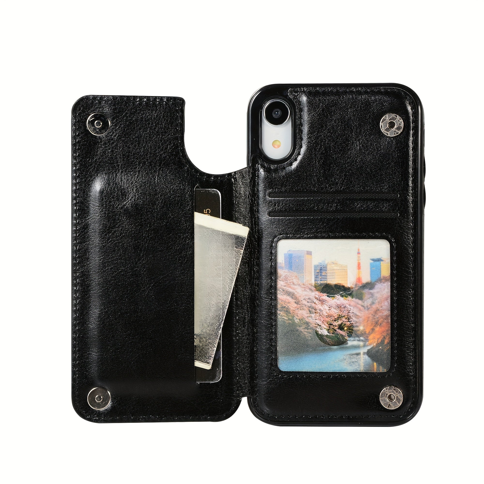 For  15/ 14/ 13/ 12/ 11 Pro Max/ Mini/ XR/ XS Max/ SE 2022/2020/ 7/ 8 Plus Wallet Case With Card Holder, PU Faux Leather Kickstand Card Slots Case, Double Magnetic Clasp And Durable Shockproof Cover