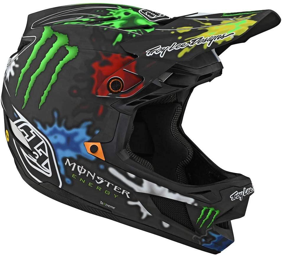 Troy Lee Designs Limited Edition Adult | BMX | Downhill | Mountain Bike D4 Carbon Monster Zink Helmet (Black, Medium)