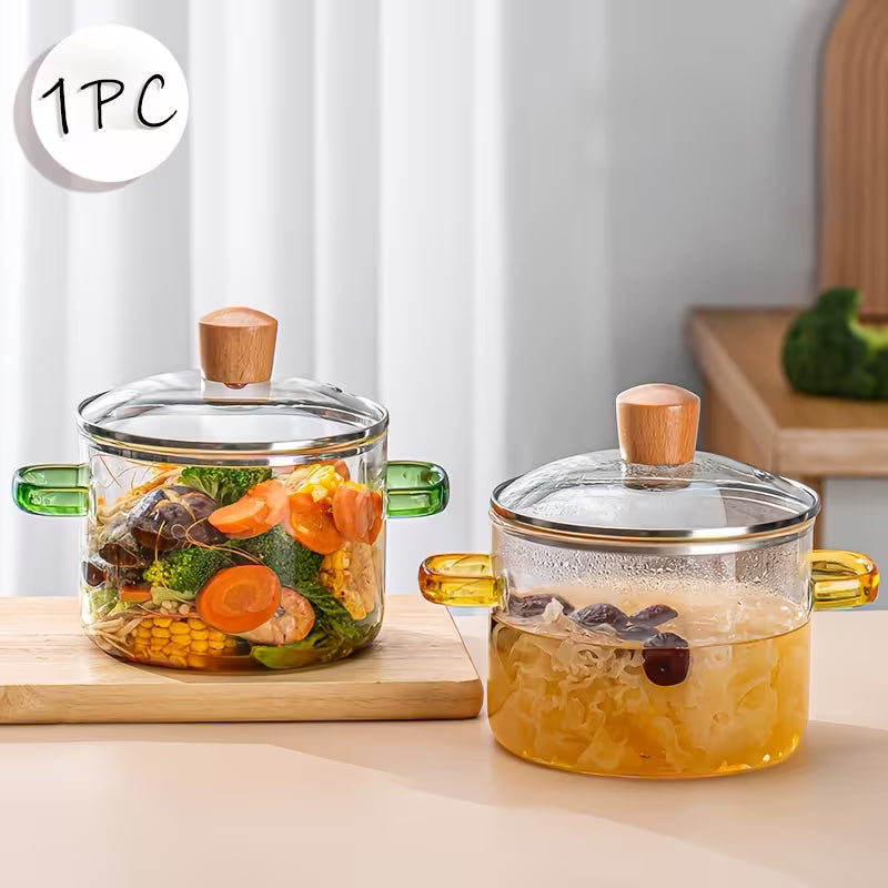 54oz Borosilicate Glass Cooker With Handle Heat Resistant Transparent Soup Congee pot Suitable For Stoves And Ovens Perfect For Families And Restaurants Perfect for Soups Milk Ramen Odorless Kitchen Essential for Christmas Gifts & Holiday Cooking
