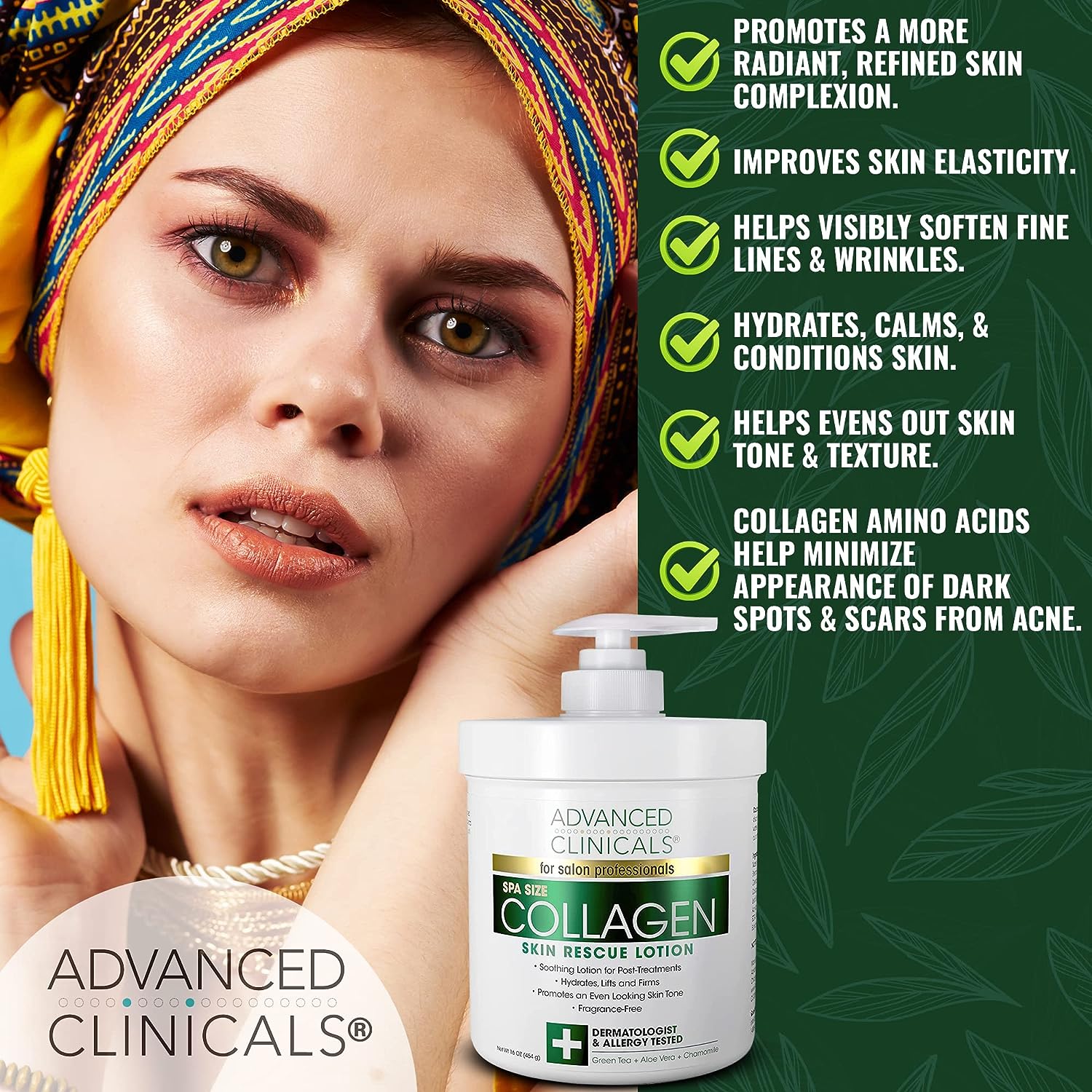 Advanced Clinicals Retinol Body Cream &amp; Collagen Body Lotion Skin Care Set. Anti-Aging Body &amp; Face Moisturizing Creams Repair Wrinkles, Fine lines, &amp; Firm Sagging Skin. 16 Oz (2-Pack Bundle)