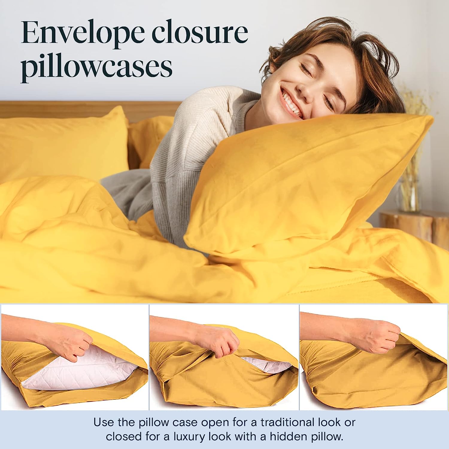 LuxClub 7 PC Split King Sheet Set Bamboo Sheets Deep Pockets 18" Eco Friendly Wrinkle Free Cooling Sheets Machine Washable Hotel Bedding Silky Soft - Medallion Gold Split King