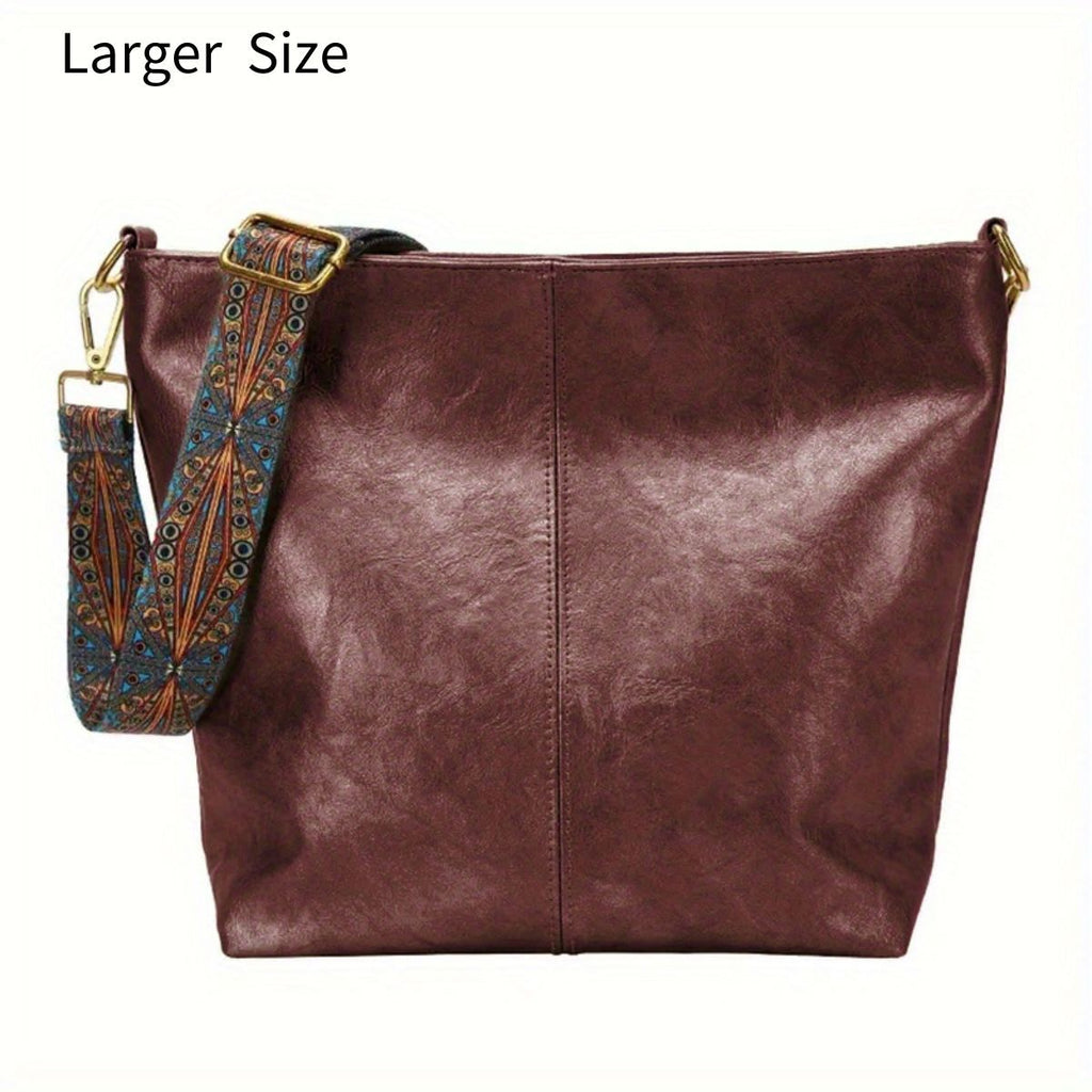 Geometric Strap Hobo Bag, LarCapacity Crossbody Bag, Women's Retro Style Shoulder Bag