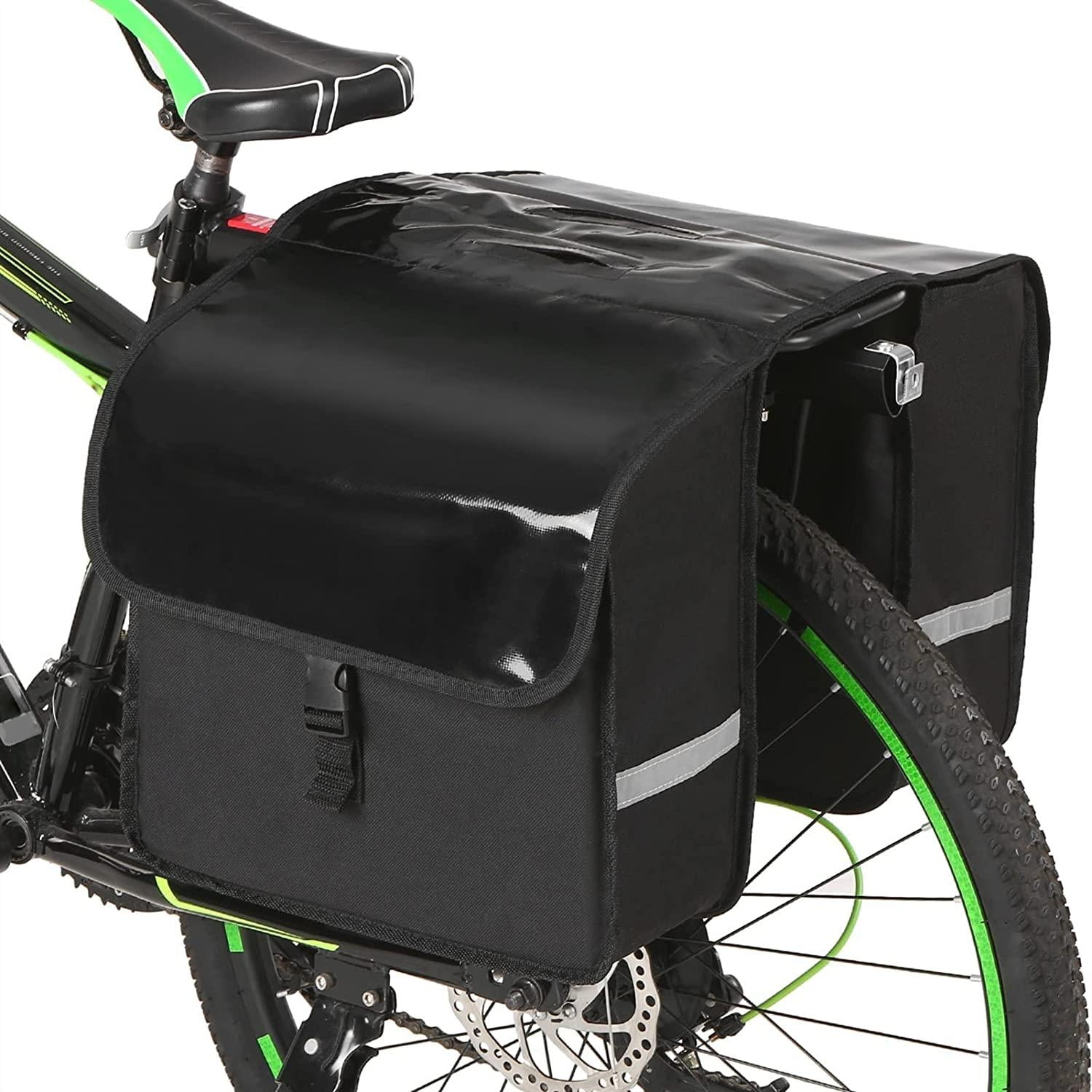 DALIZHAI777 Bike Bag 28L Water Resistant Bicycle Rear Seat Bag Rack Trunk Bag Bike Commuter Bag Pannier Bike Large Capacity Tail Seat Double Side Travel Bag Bicycle Accessories