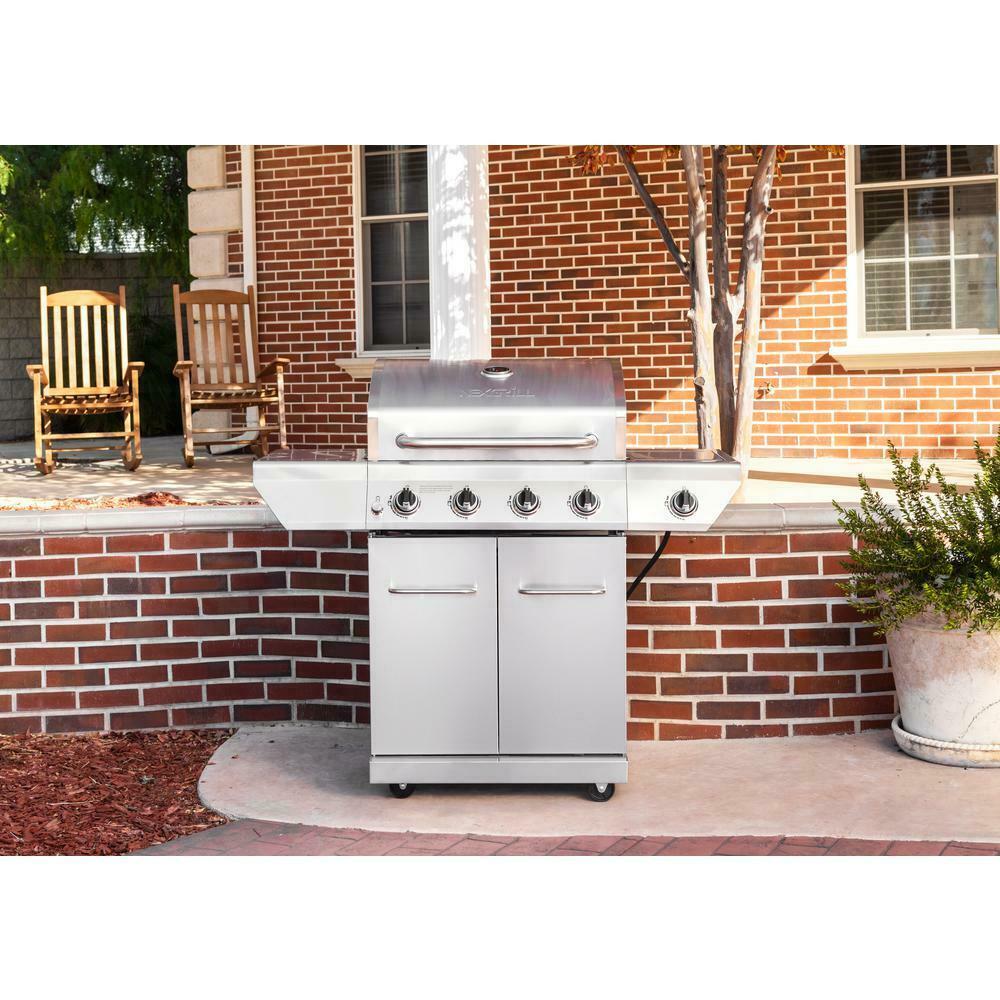 Propane Gas Grill 46 in. H 4-Burner Freestanding/Cart Style  Steel