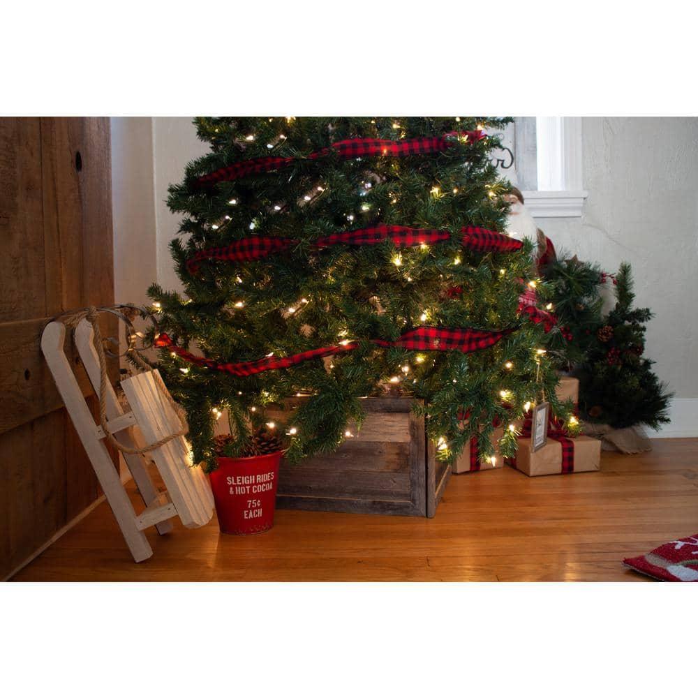 Farmhouse 27 in. W x 14.5 in. H, 37 in. Dia, Weathered Gray Decorative Christmas Tree Box Collar
