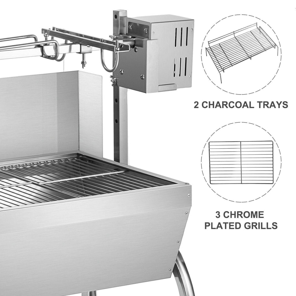 45W BBQ Roaster Rotisserie 132lb  Steel Pork Lamb Goat Spit Grill