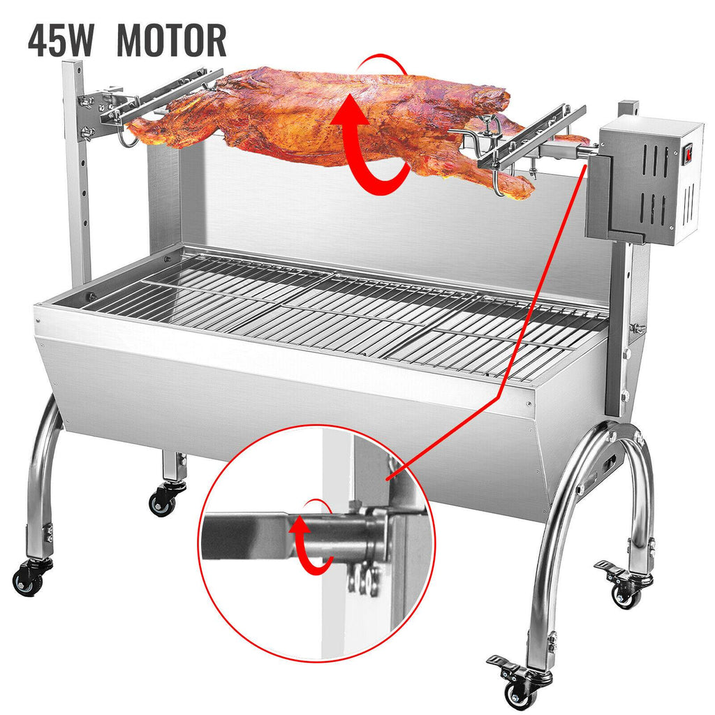 45W BBQ Roaster Rotisserie 132lb  Steel Pork Lamb Goat Spit Grill