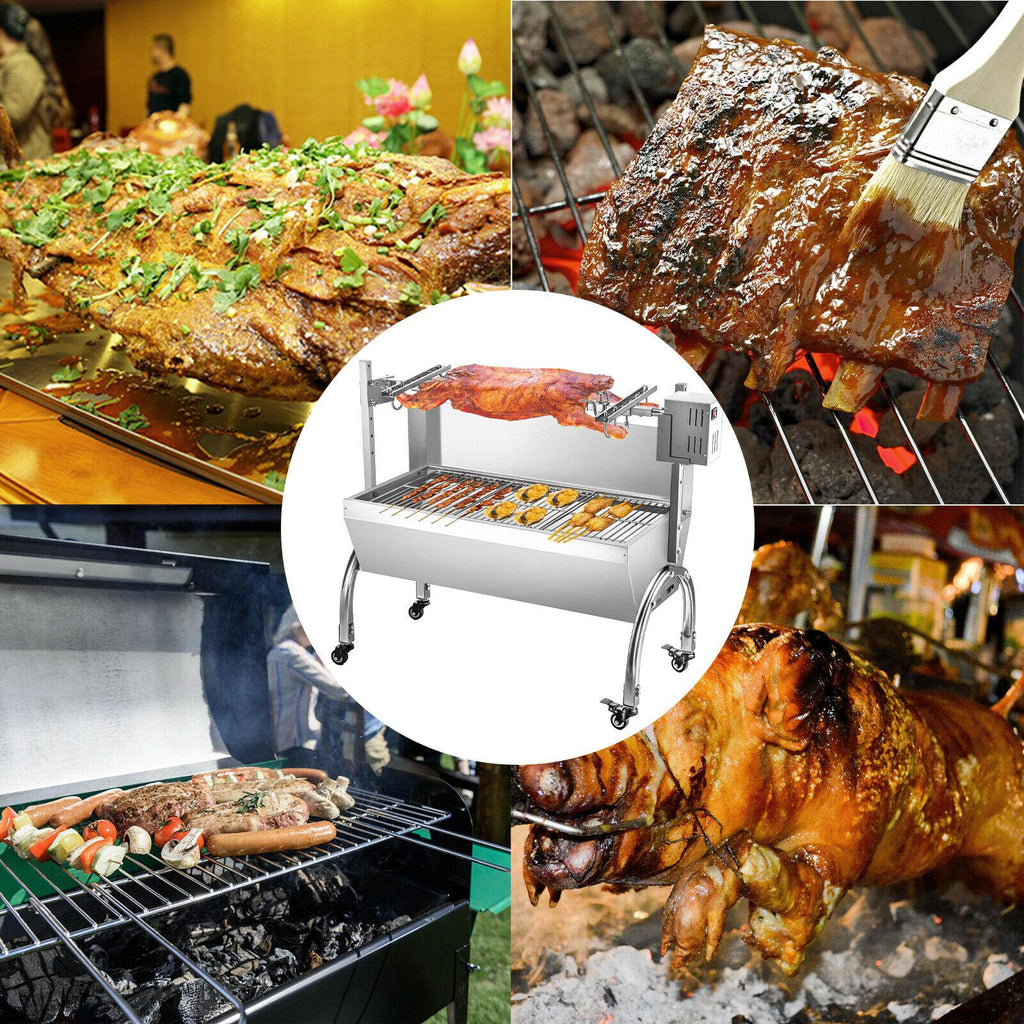 45W BBQ Roaster Rotisserie 132lb  Steel Pork Lamb Goat Spit Grill
