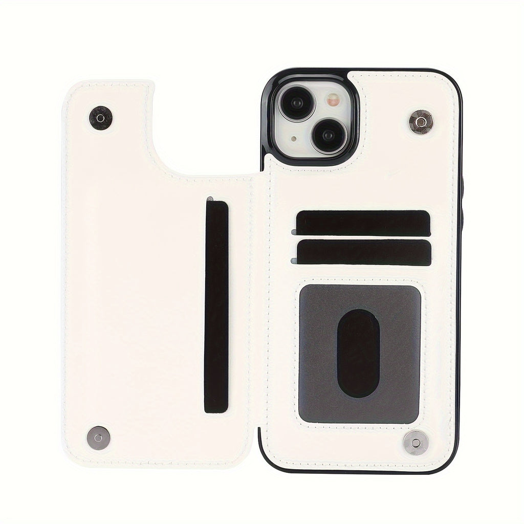 For  15/ 14/ 13/ 12/ 11 Pro Max/ Mini/ XR/ XS Max/ SE 2022/2020/ 7/ 8 Plus Wallet Case With Card Holder, PU Faux Leather Kickstand Card Slots Case, Double Magnetic Clasp And Durable Shockproof Cover