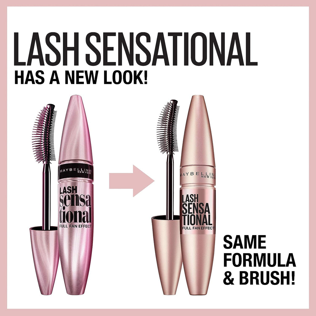 Maybelline New York Lash Sensational Washable Mascara, Lengthening and Volumizing for a Full Fan Effect, Brownish Black, 1 Count