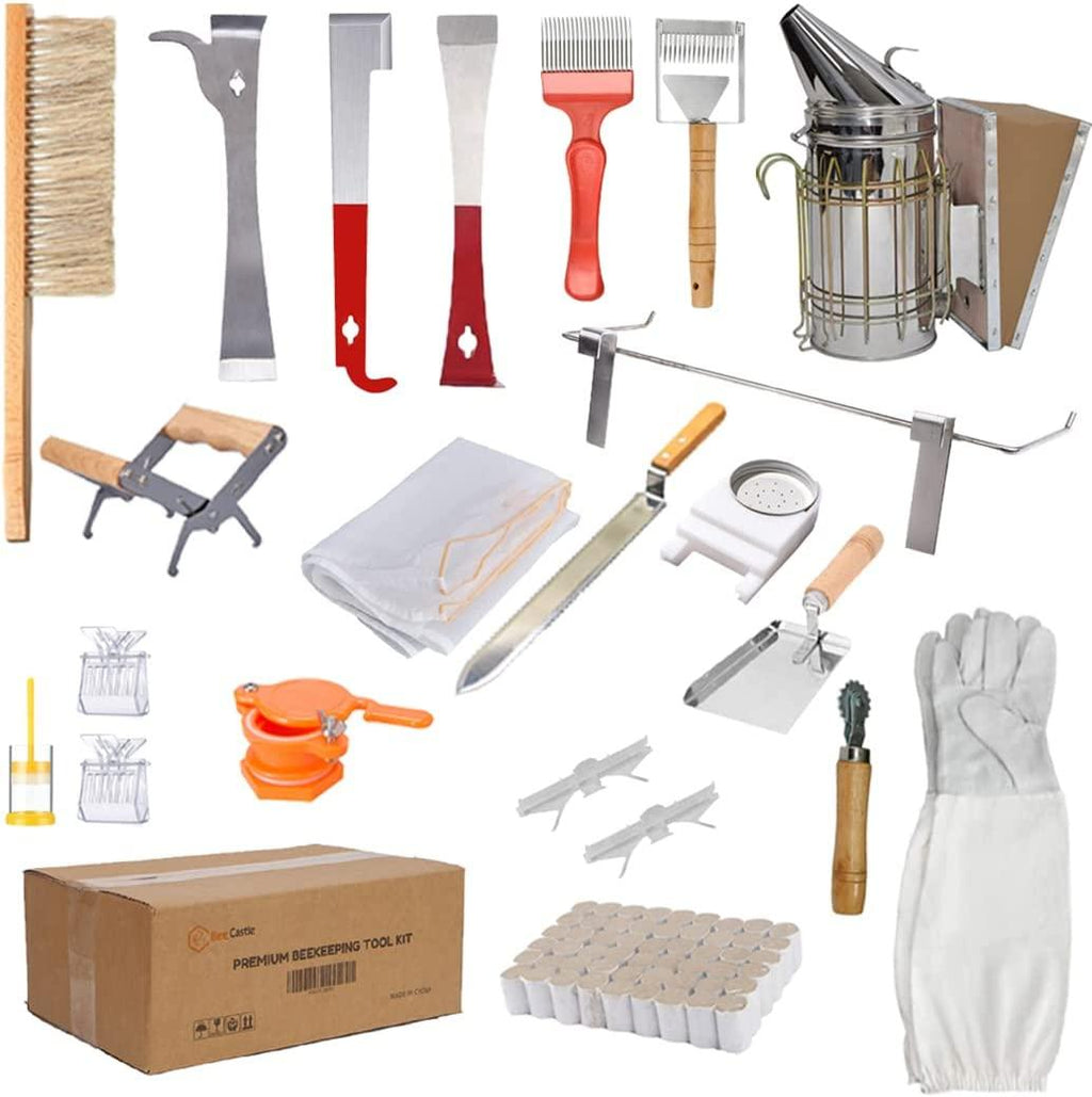 8-Frame Bee Hives and Supplies Starter Kit,Beehive Kit Dipped in Beeswax,Bee Keeping Supplies-All Beginners Kit Includes Beekeeping Supplies Tool Set and Bee Suit.