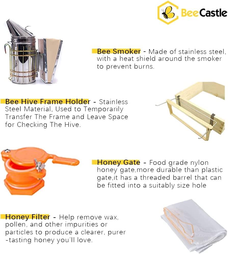 8-Frame Bee Hives and Supplies Starter Kit,Beehive Kit Dipped in Beeswax,Bee Keeping Supplies-All Beginners Kit Includes Beekeeping Supplies Tool Set and Bee Suit.