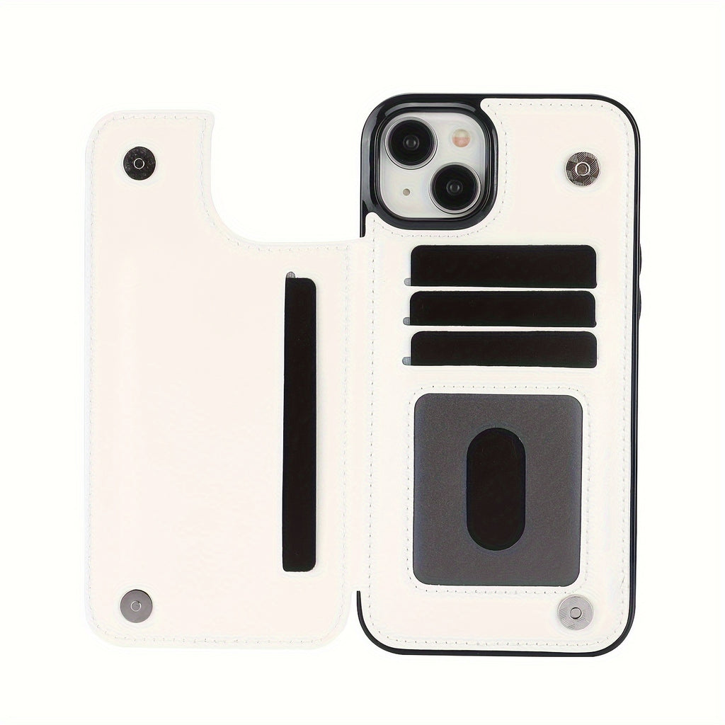 For  15/ 14/ 13/ 12/ 11 Pro Max/ Mini/ XR/ XS Max/ SE 2022/2020/ 7/ 8 Plus Wallet Case With Card Holder, PU Faux Leather Kickstand Card Slots Case, Double Magnetic Clasp And Durable Shockproof Cover