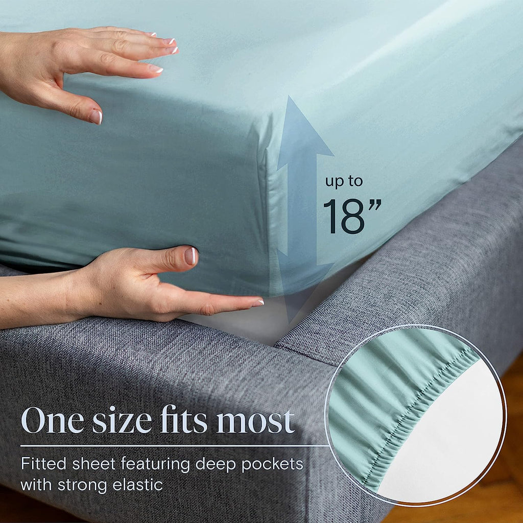 LuxClub Twin XL Sheets Set - Soft Kids Twin Bed Sheets for Boys and Girls, 4 PC Deep Pockets 18" Eco Friendly Wrinkle Free Fitted Sheets Machine Washable Hotel Bedding Silky Soft- Light Teal Twin XL