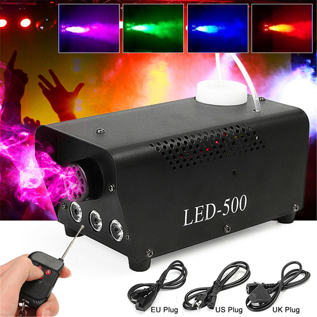 Viafly Wireless Control LED 500W Fog Smoke Machine Remote RGB Color Smoke Ejector LED QWEGF1855
