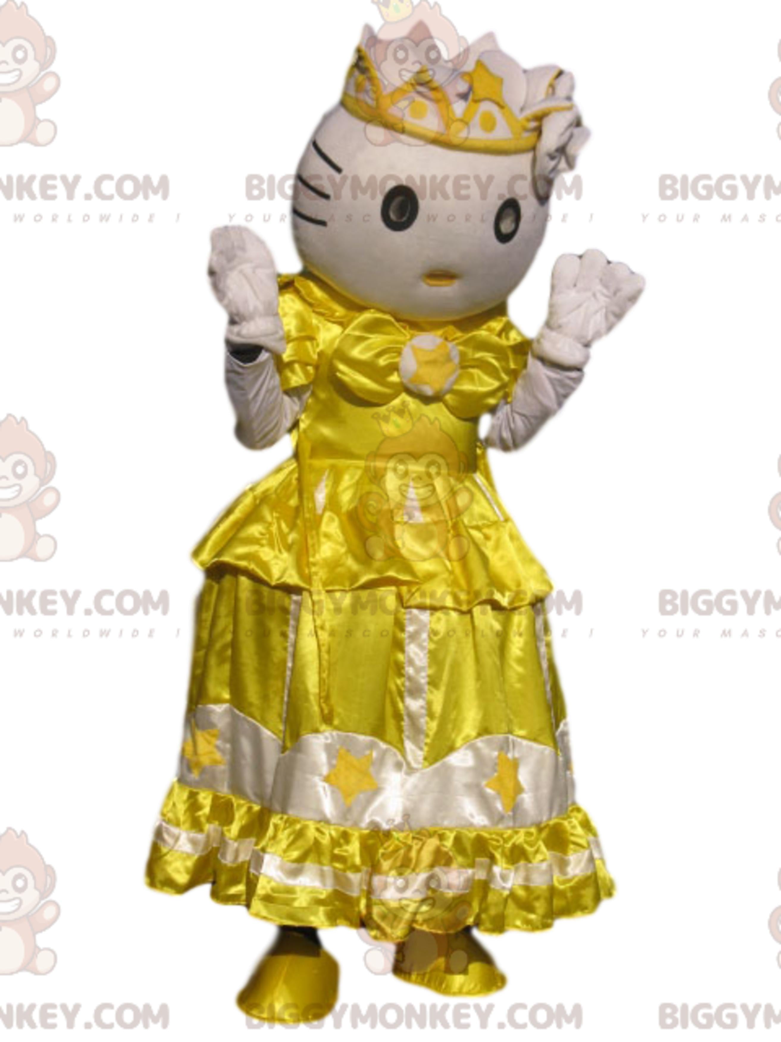 BIGGYMONKEYmascot costume from Hello Kitty, famous cat with a yellow dress
