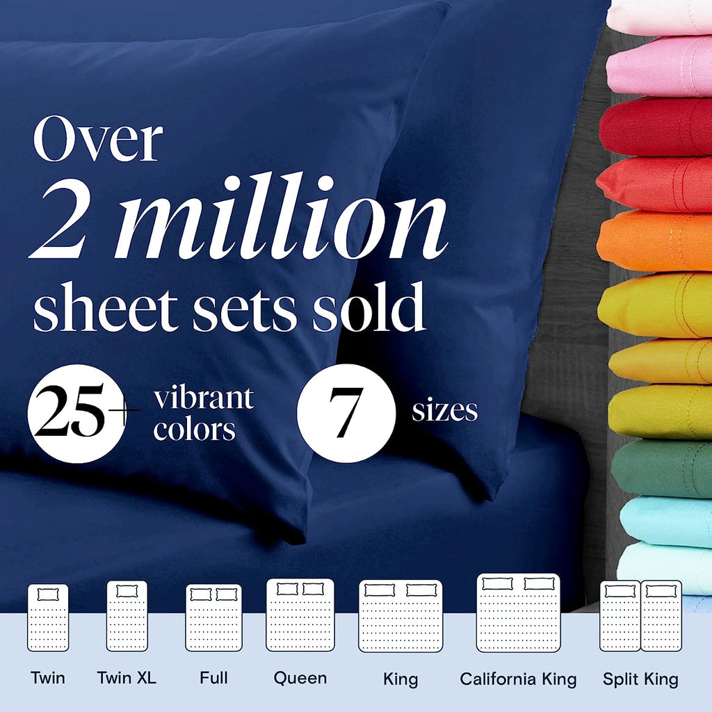 LuxClub 6 PC Full Size Sheet Set Bamboo Sheets Deep Pockets 18" Eco Friendly Wrinkle Free Cooling Sheets Machine Washable Hotel Bedding Silky Soft - Navy Full