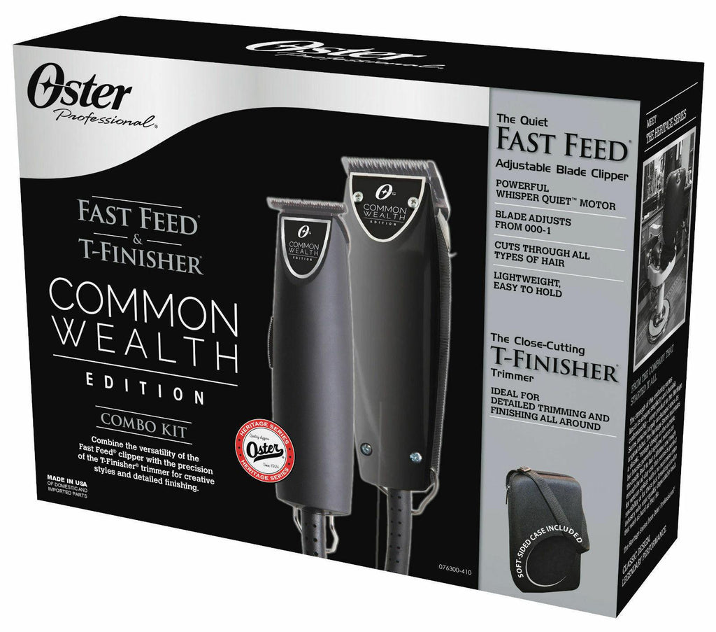 Oster Common Wealth Fast Feed Clipper T-finisher Trimmer Barber Combo Black