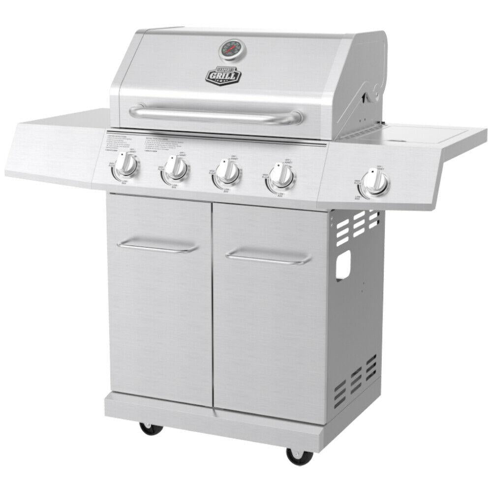 Propane Gas Grill 4 Burner with Side Burner  Steel Outdoor CooHome
