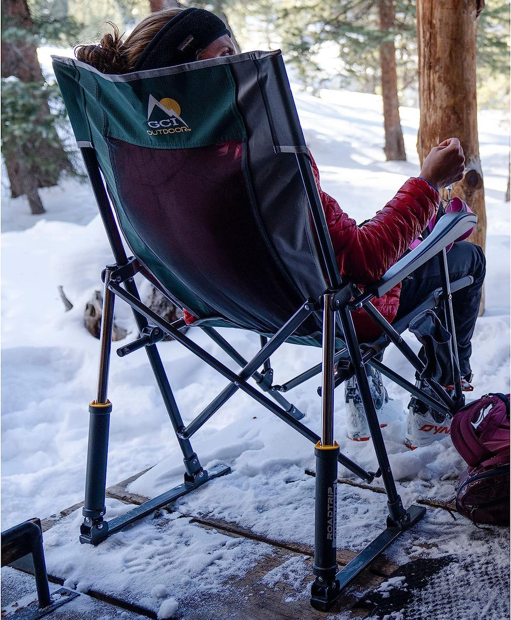 GCI Outdoor Roadtrip Rocker Collapsible Rocking Chair &amp; Outdoor Camping Chair