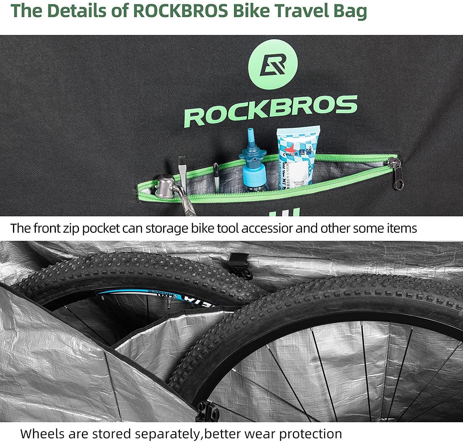 ROCKBROS Bike Travel Bag, Bike Cases for Air Travel, Folding Bike Transport Bag for 19" Frames, 29" Wheels