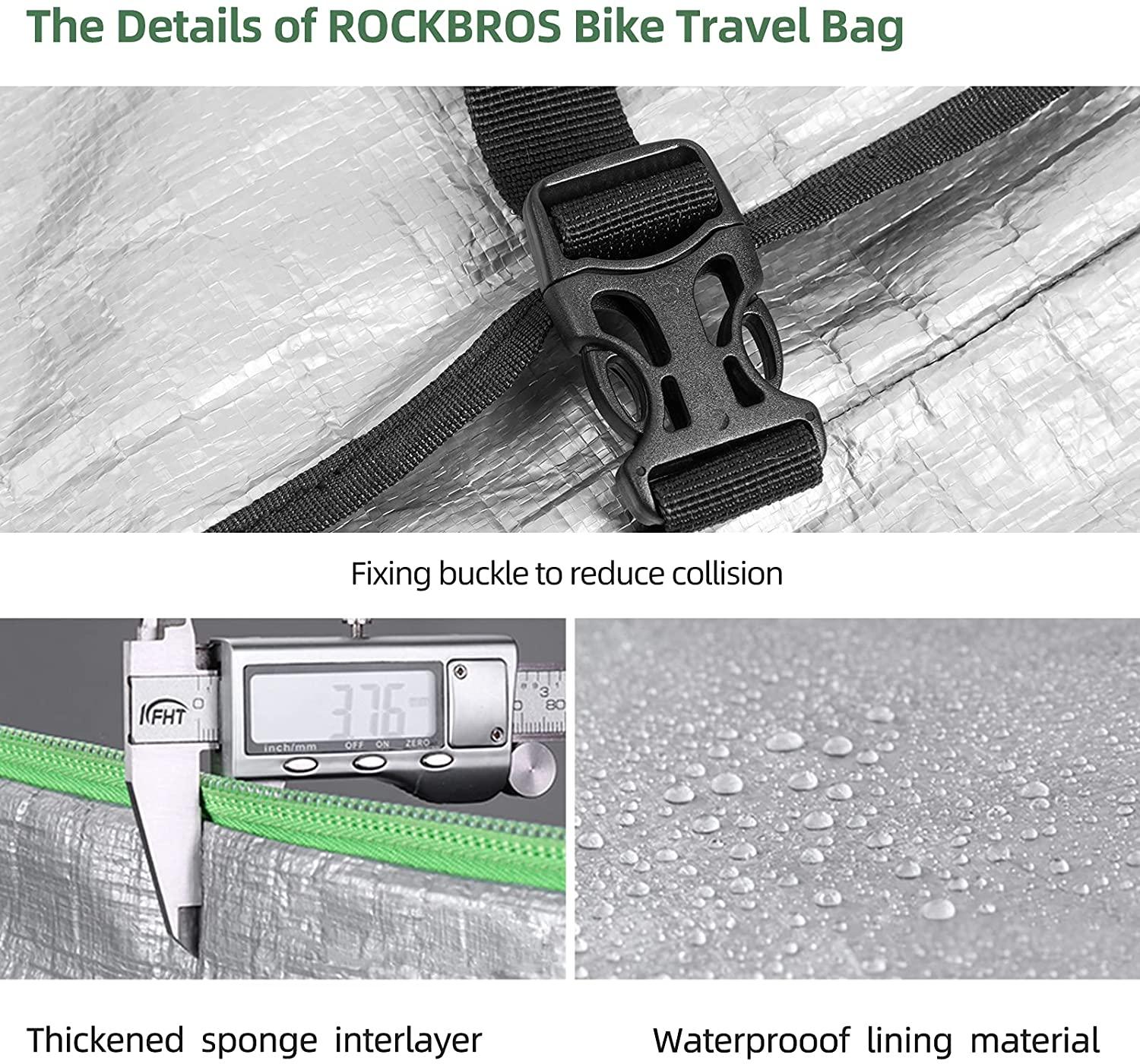 ROCKBROS Bike Travel Bag, Bike Cases for Air Travel, Folding Bike Transport Bag for 19" Frames, 29" Wheels