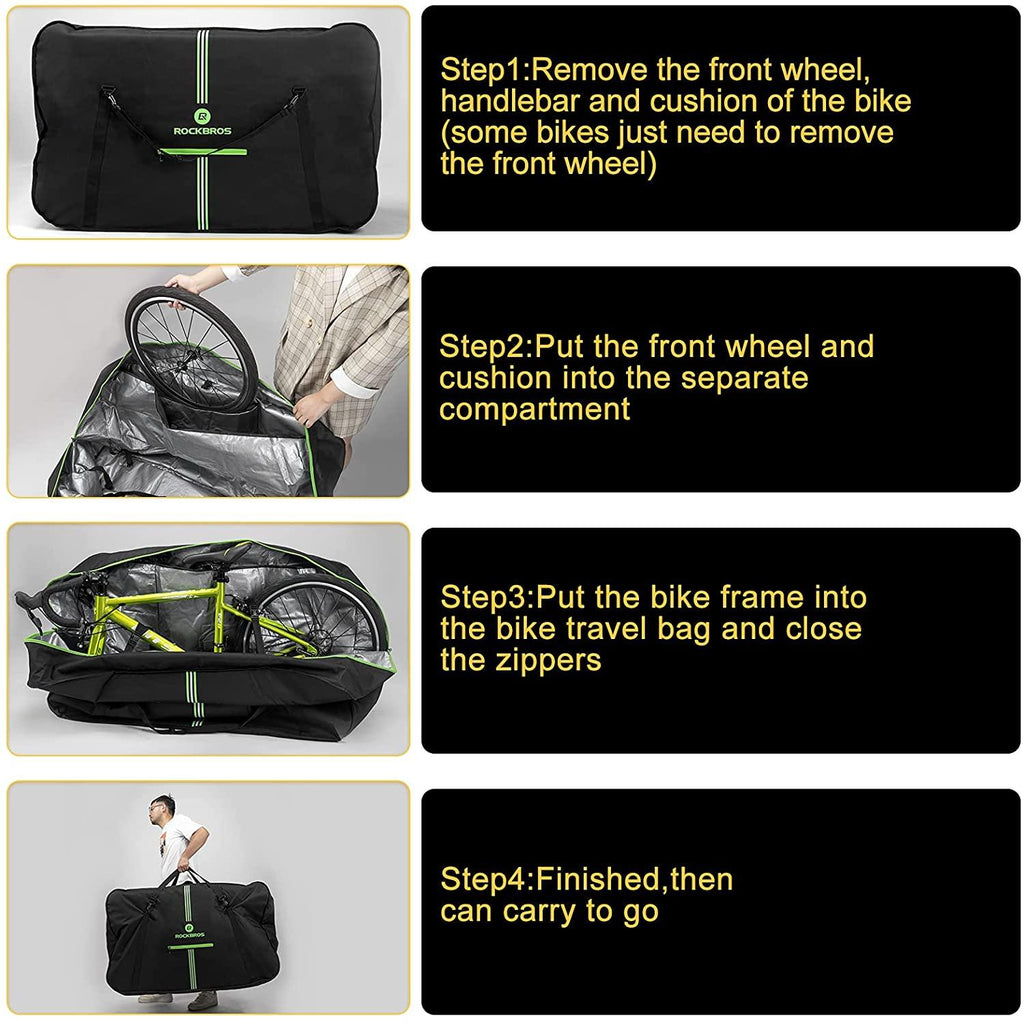 ROCKBROS Bike Travel Bag, Bike Cases for Air Travel, Folding Bike Transport Bag for 19" Frames, 29" Wheels
