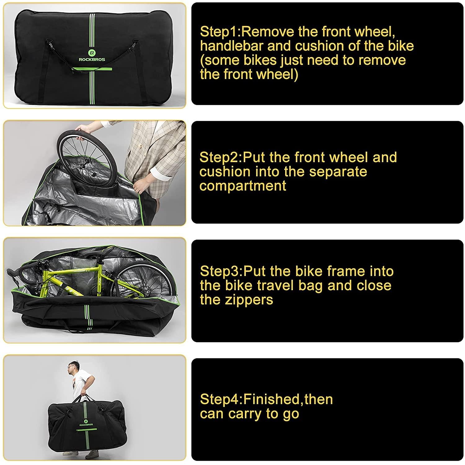 ROCKBROS Bike Travel Bag, Bike Cases for Air Travel, Folding Bike Transport Bag for 19" Frames, 29" Wheels