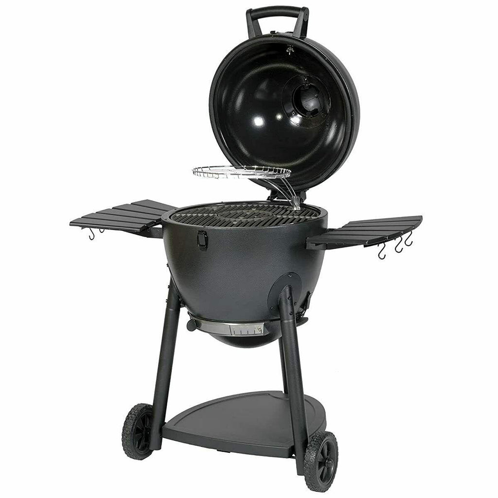 barbacoa asador de carbon parrilla ahumador termometro acero llantas seguro