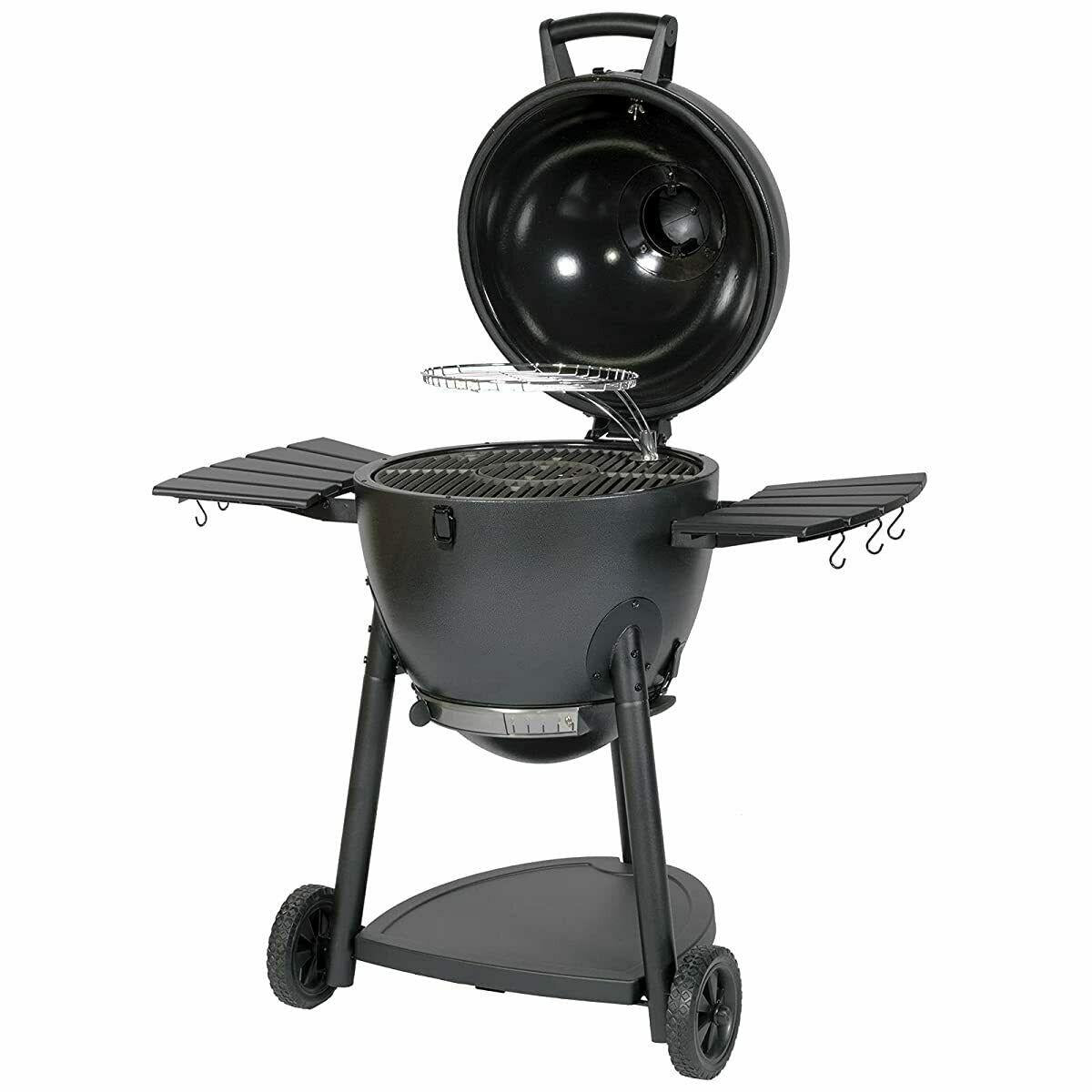 barbacoa asador de carbon parrilla ahumador termometro acero llantas seguro
