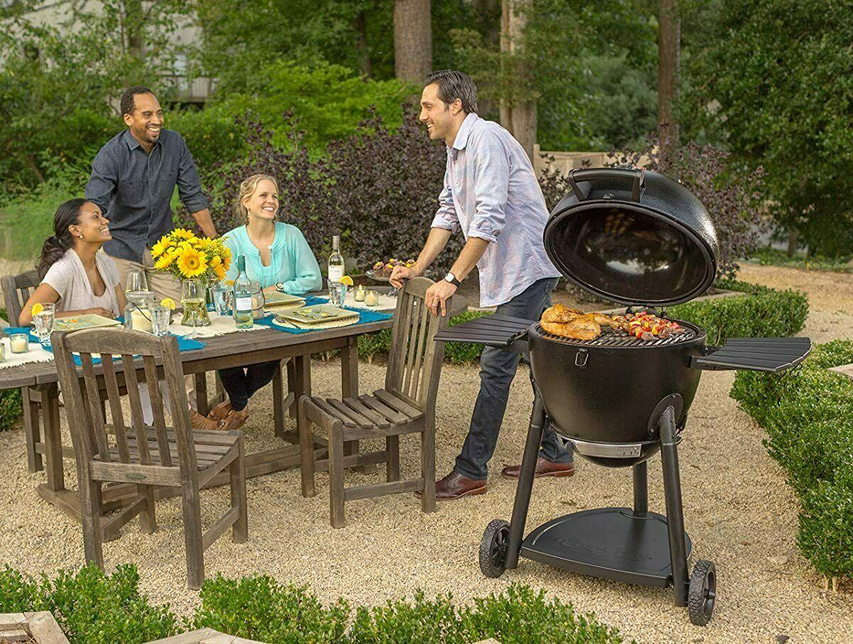 barbacoa asador de carbon parrilla ahumador termometro acero llantas seguro