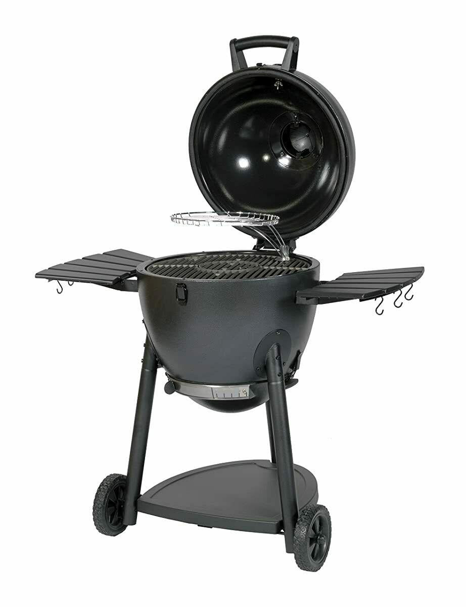 barbacoa asador de carbon parrilla ahumador termometro acero llantas seguro