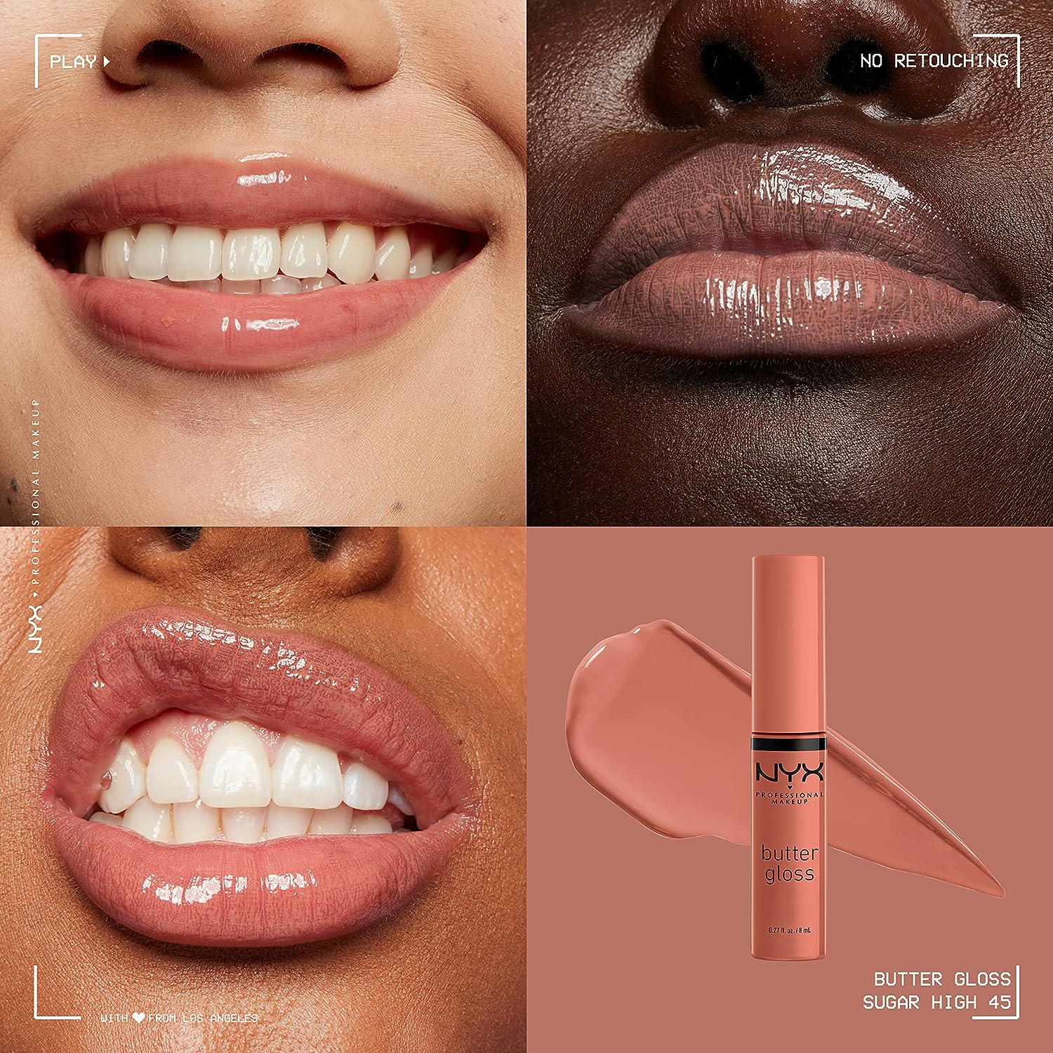 NYX PROFESSIONAL MAKEUP Butter Gloss Brown Sugar - Pack Of 3 Lip Gloss (Sugar High, Spiked Toffee, Butterscotch)