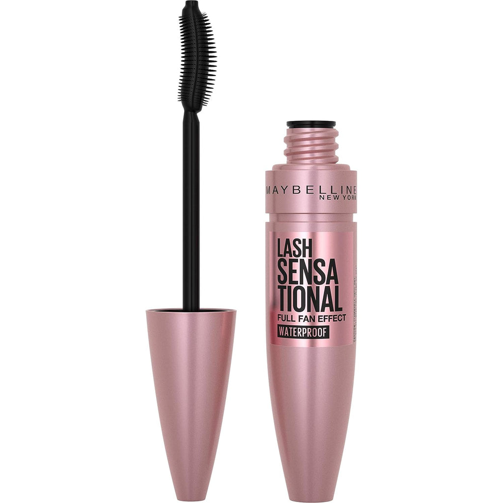 Maybelline New York Lash Sensational Waterproof Mascara, Lengthening and Volumizing for a Full Fan Effect,Very Black, 1 Count