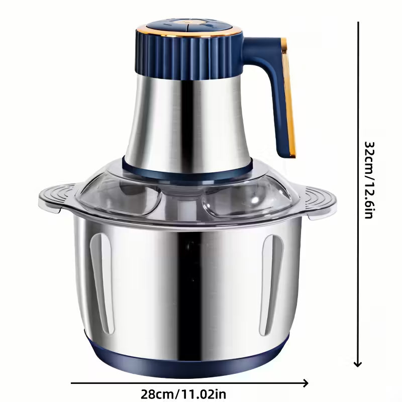 1.32gal Large Capacity Electric Food Processor & Meat Grinder - Heavy-Duty Stainless Steel Chopper with 40,000 RPM Motor, 5-Speed Settings, Bi-Level Blades, Vegetable Slicer for Kitchen - Compatible with Plug (for Vegetables, Fruits, Meat, Nuts)